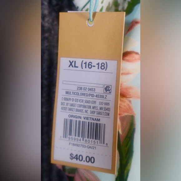 Kona Sol Women’s One Piece Blue Hawaiian Palm Floral Swimsuit Size XL 16-18 NWT - Picture 10 of 13